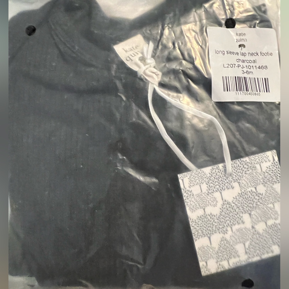 Kate quinn brand new Long sleeve lap neck footie charcoal color